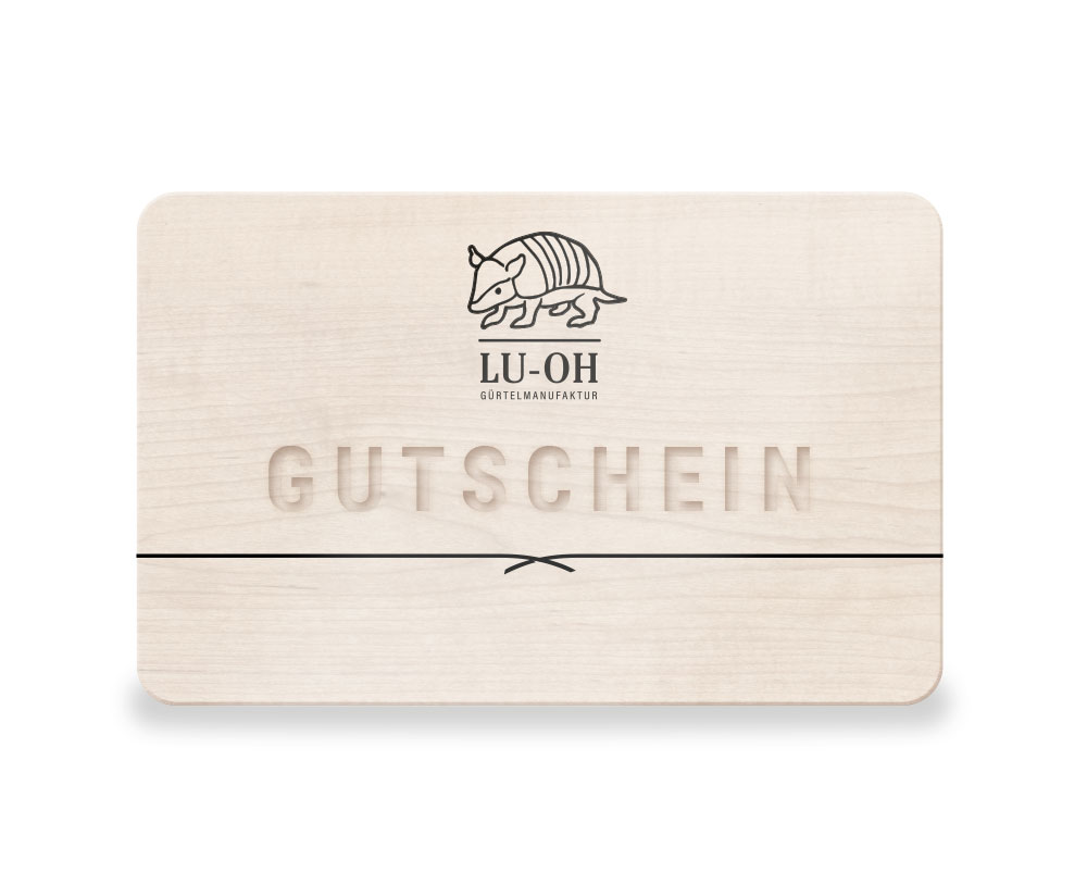 LU-OH Gutschein als Holzkarte